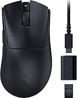 Razer DeathAdder V3 HyperSpeed Wireless Esports Gaming Mouse, 55 g Lightweight, Ergonomic & Smooth Touch Texture, Up to...
